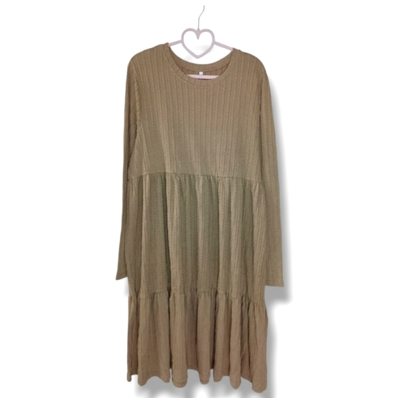 New knit Tiered Boho Dress In Toast Size XXL 🤎 - Picture 2 of 6
